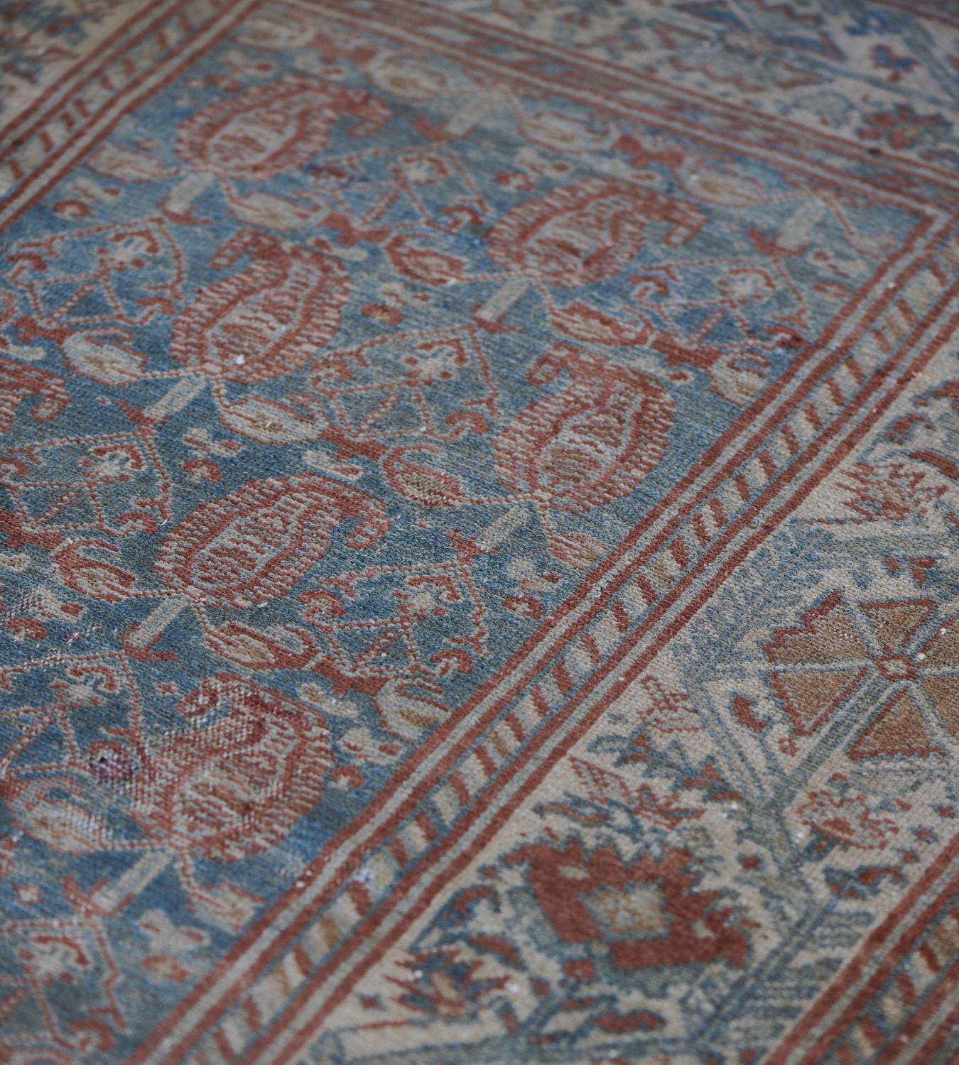 Hand-Knotted Antique, Circa 1910, Handwoven Wool Malayer Rug For Sale