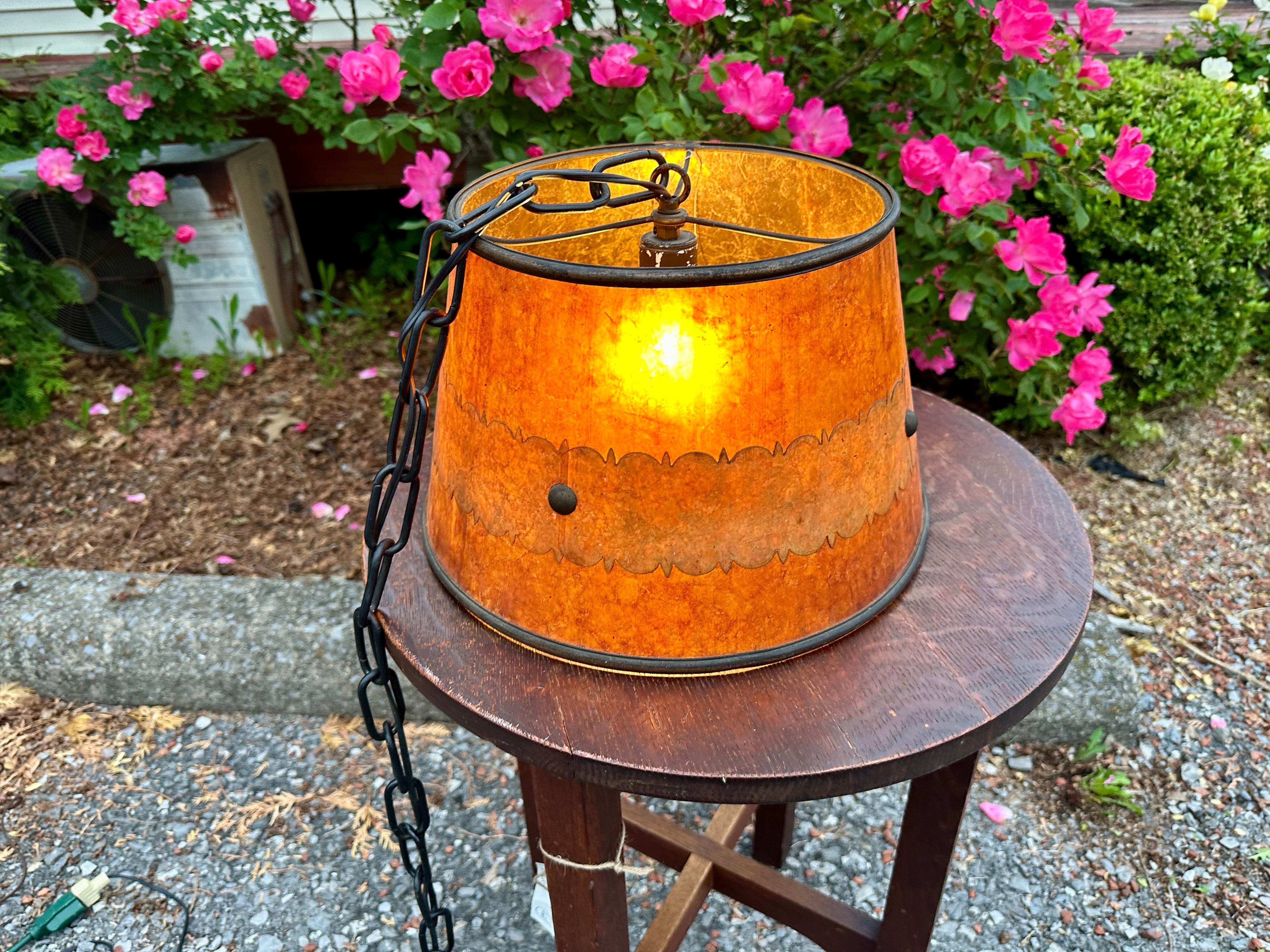 Americano Lampada a sospensione antica del 1910 circa con Mica del periodo 1910  - W7529 - 30% DI SCONTO SUI SALDI in vendita