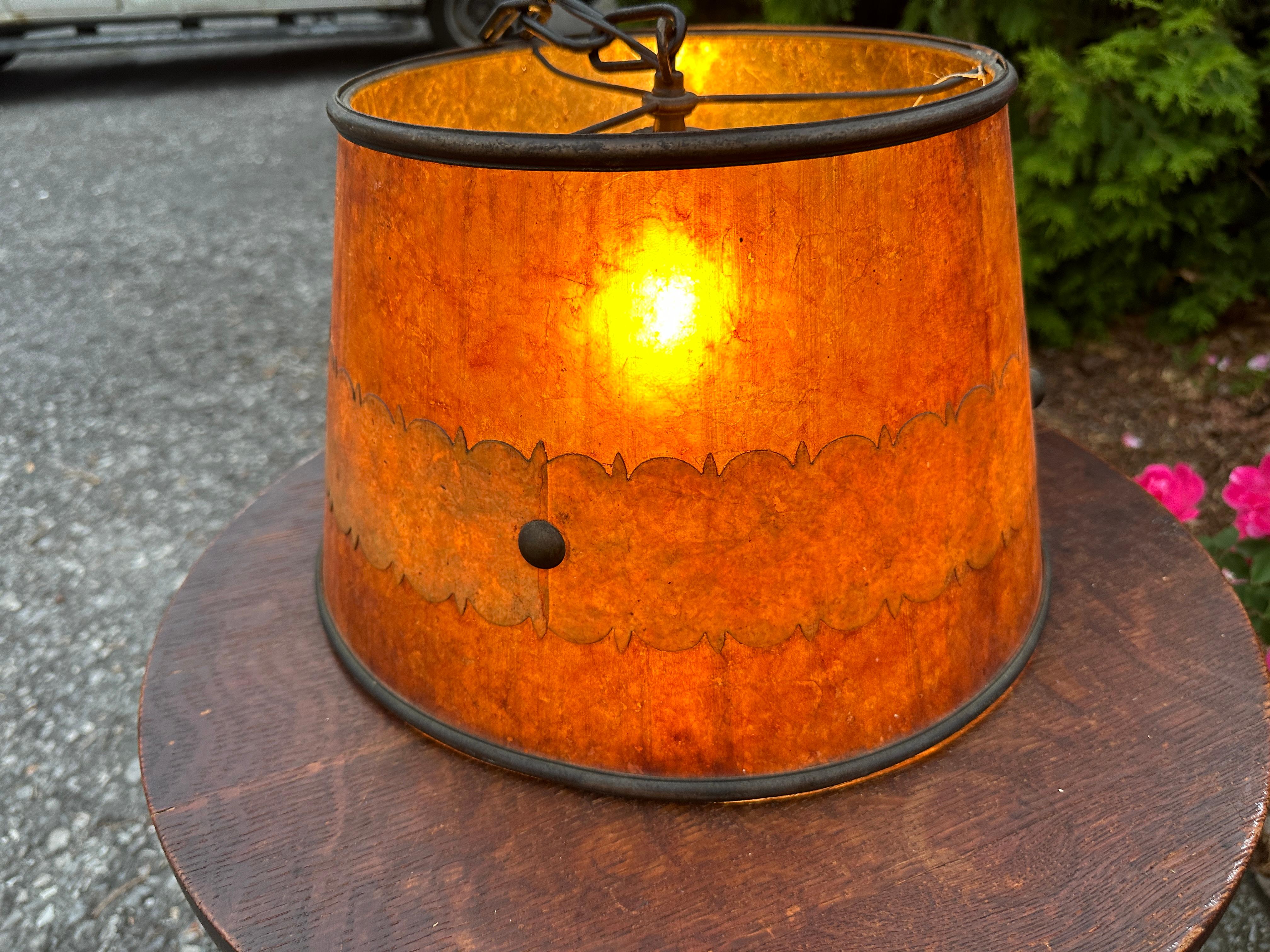 Ferro Lampada a sospensione antica del 1910 circa con Mica del periodo 1910  - W7529 - 30% DI SCONTO SUI SALDI in vendita