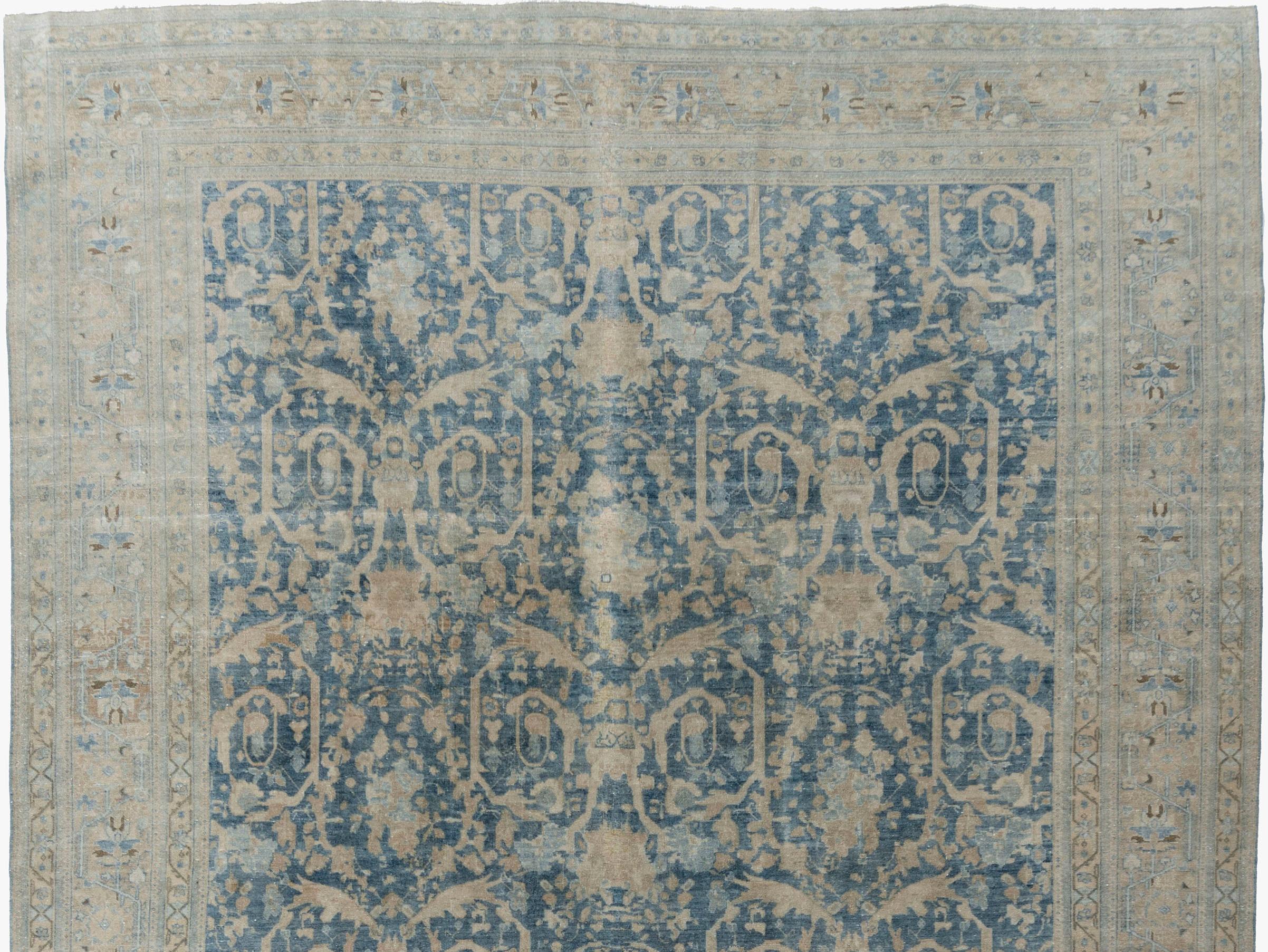 Antiker persischer Täbris-Teppich aus Wolle, handgeknüpft, um 1910  9'2 x 13'2 im Angebot 2