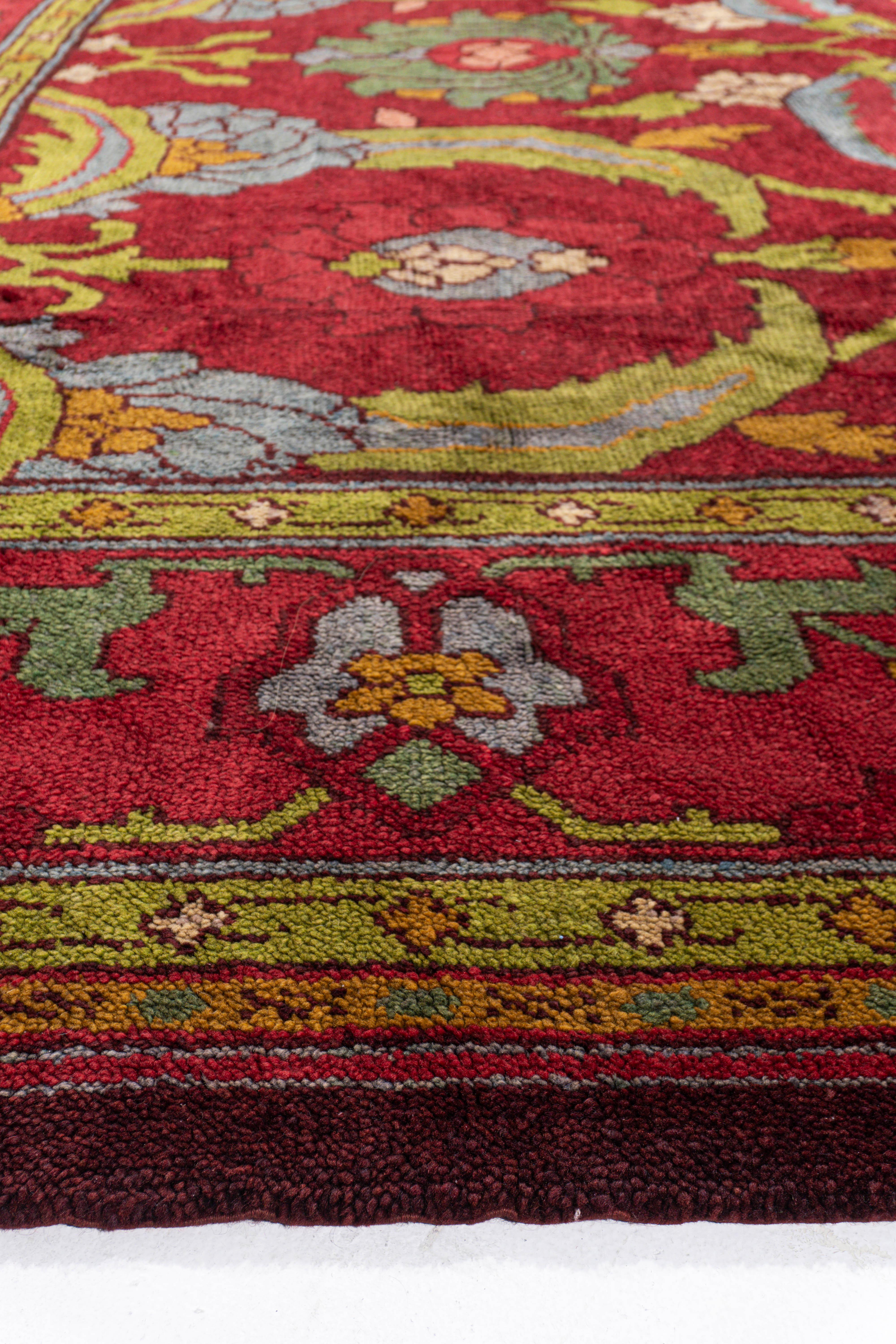 Antiker handgeknüpfter roter Gavin Morton Art & Crafts-Teppich, um 1910, 12'8 X 13'4 im Angebot 2