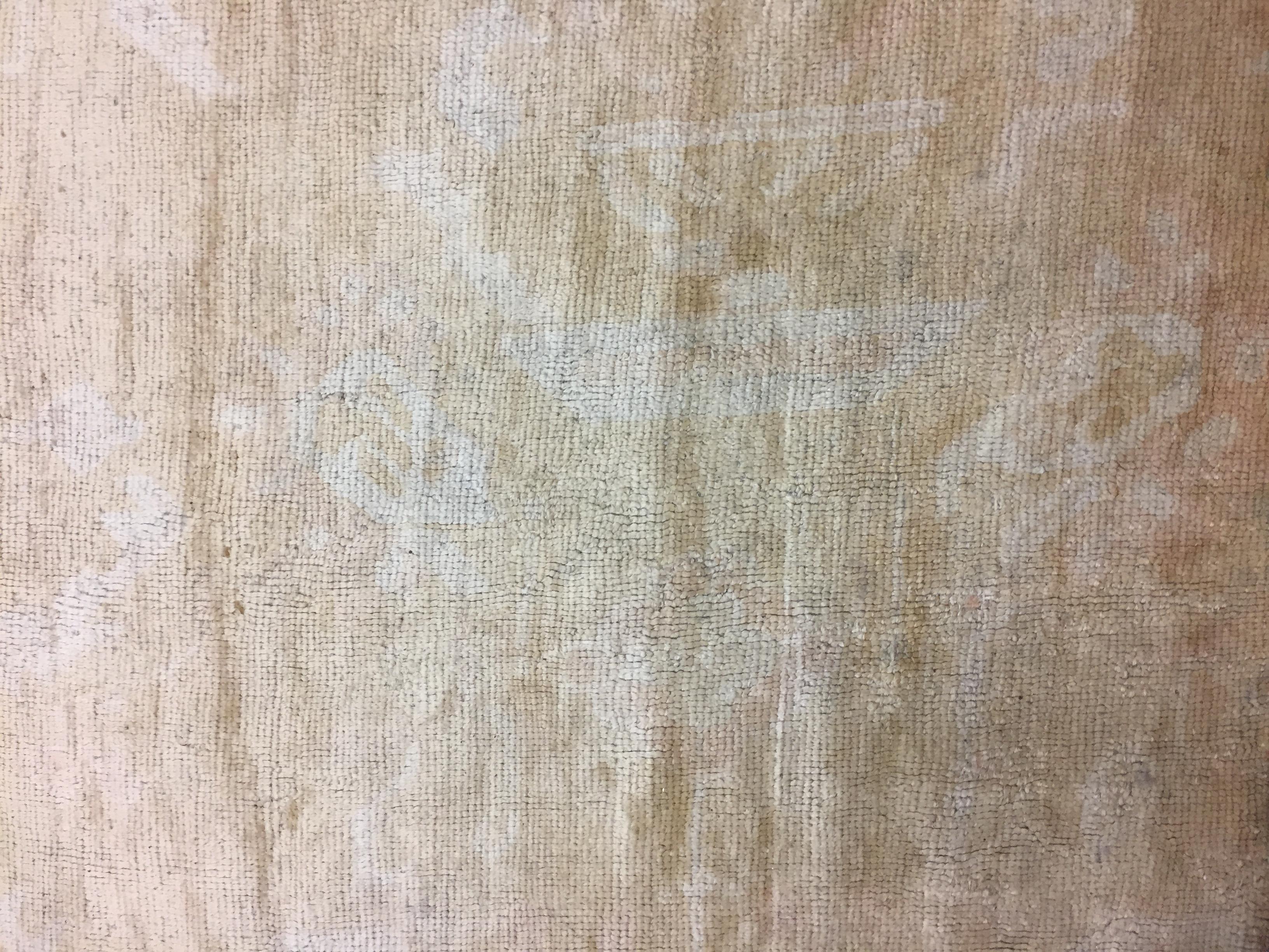 Laine Ancien tapis turc Oushak Tan Circa 1910, 11'10 x 19'5 en vente