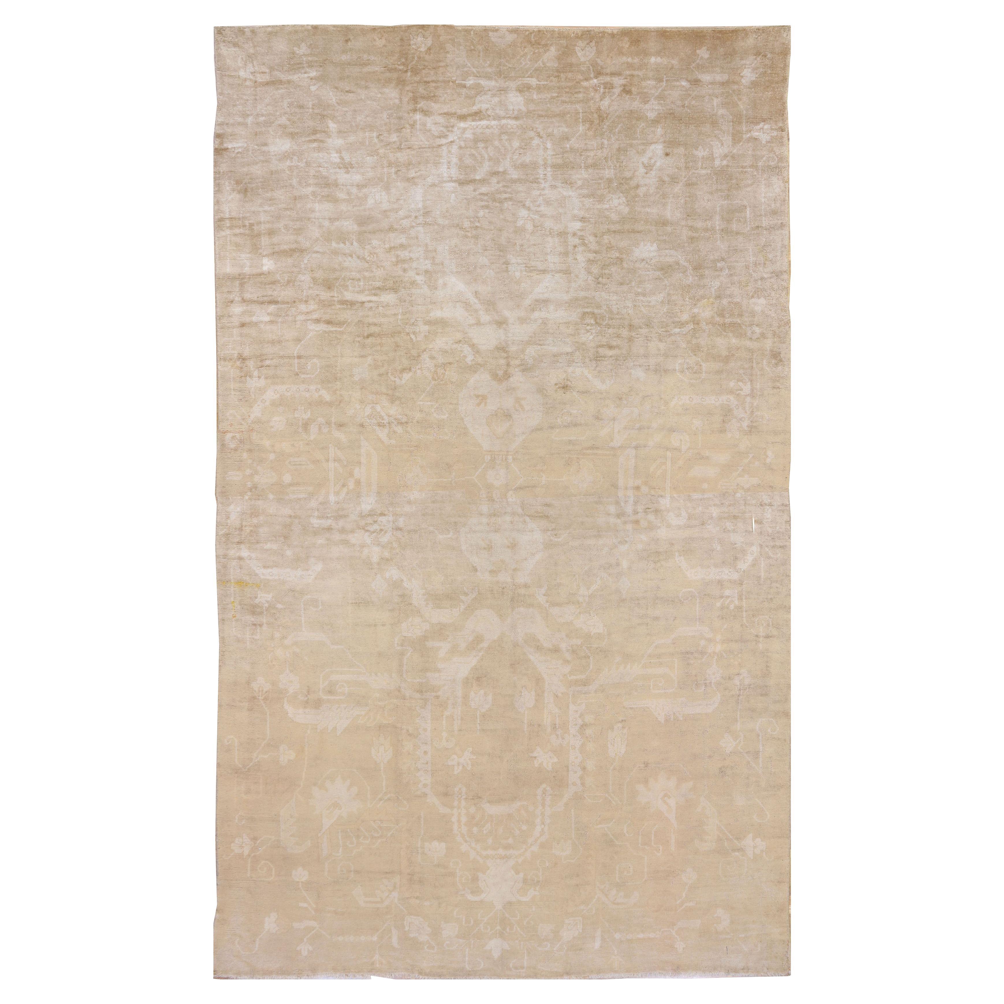 Antique Circa 1910 Tan Turkish Oushak Rug, 11
10 x 19
5