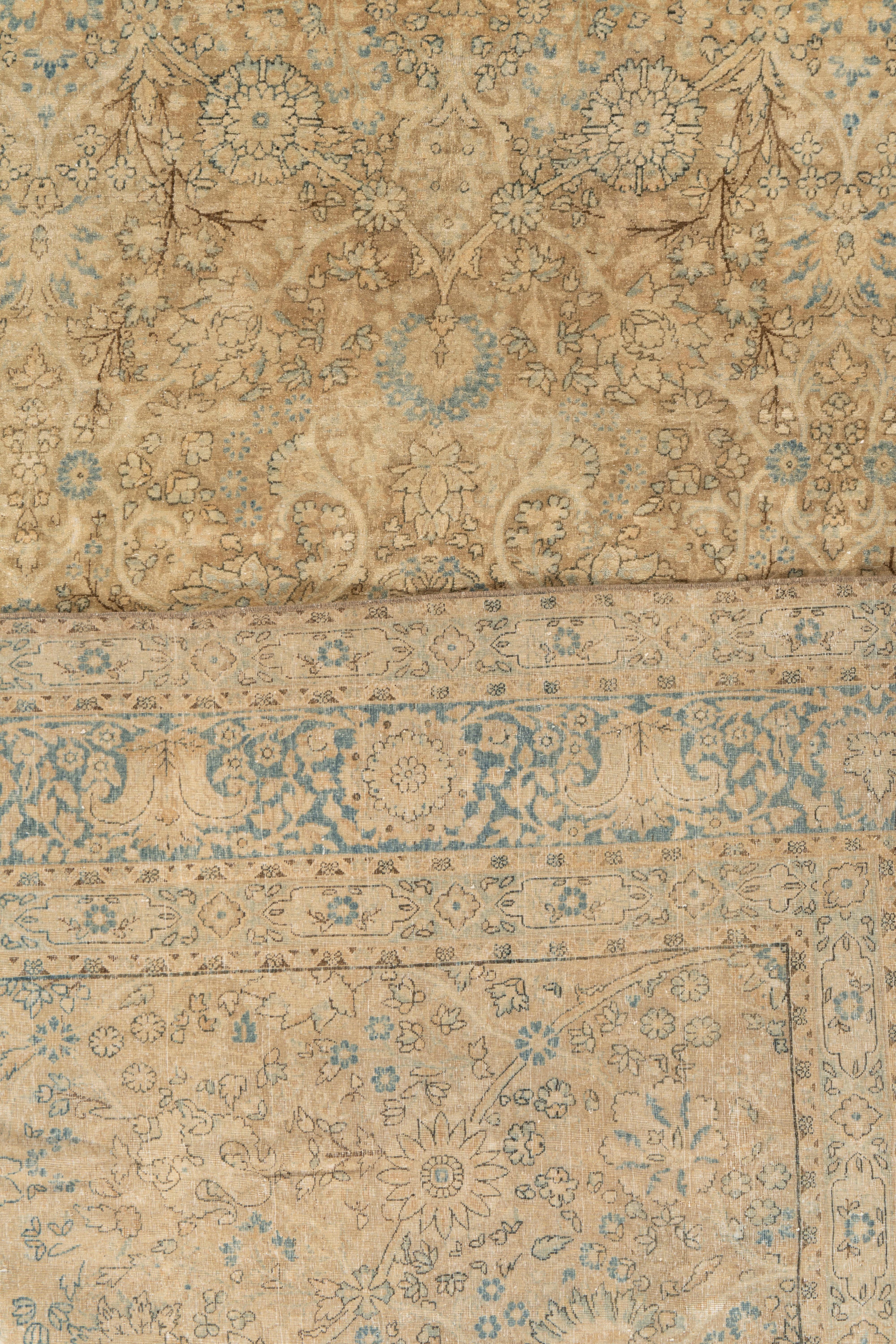 Antike CIRCA 1910 Taupe Kerman Wolle Wohnzimmer Teppich Hand geknotet 8'8 X 14'3 im Angebot 3