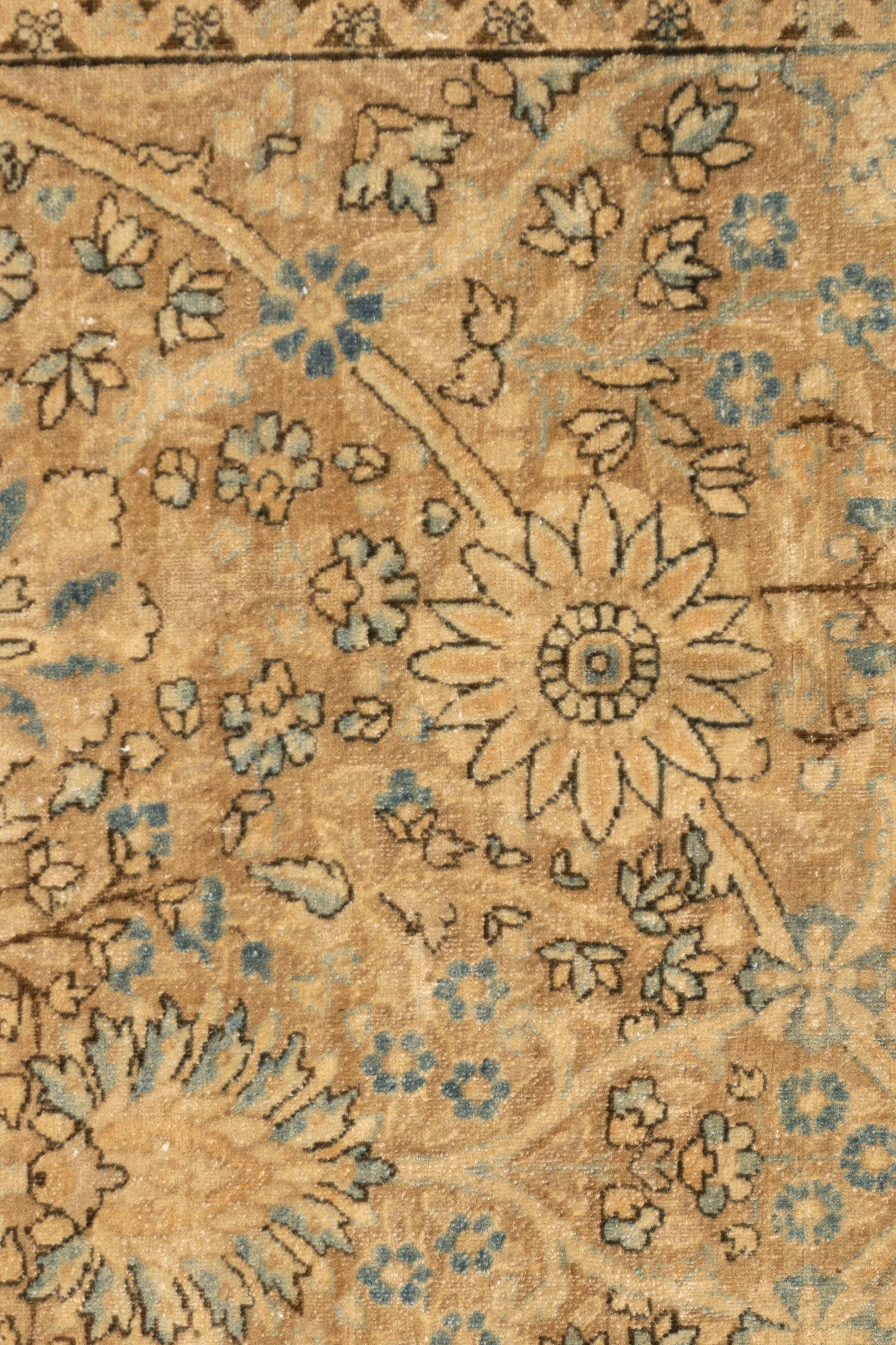 Antike CIRCA 1910 Taupe Kerman Wolle Wohnzimmer Teppich Hand geknotet 8'8 X 14'3 (Kirman) im Angebot