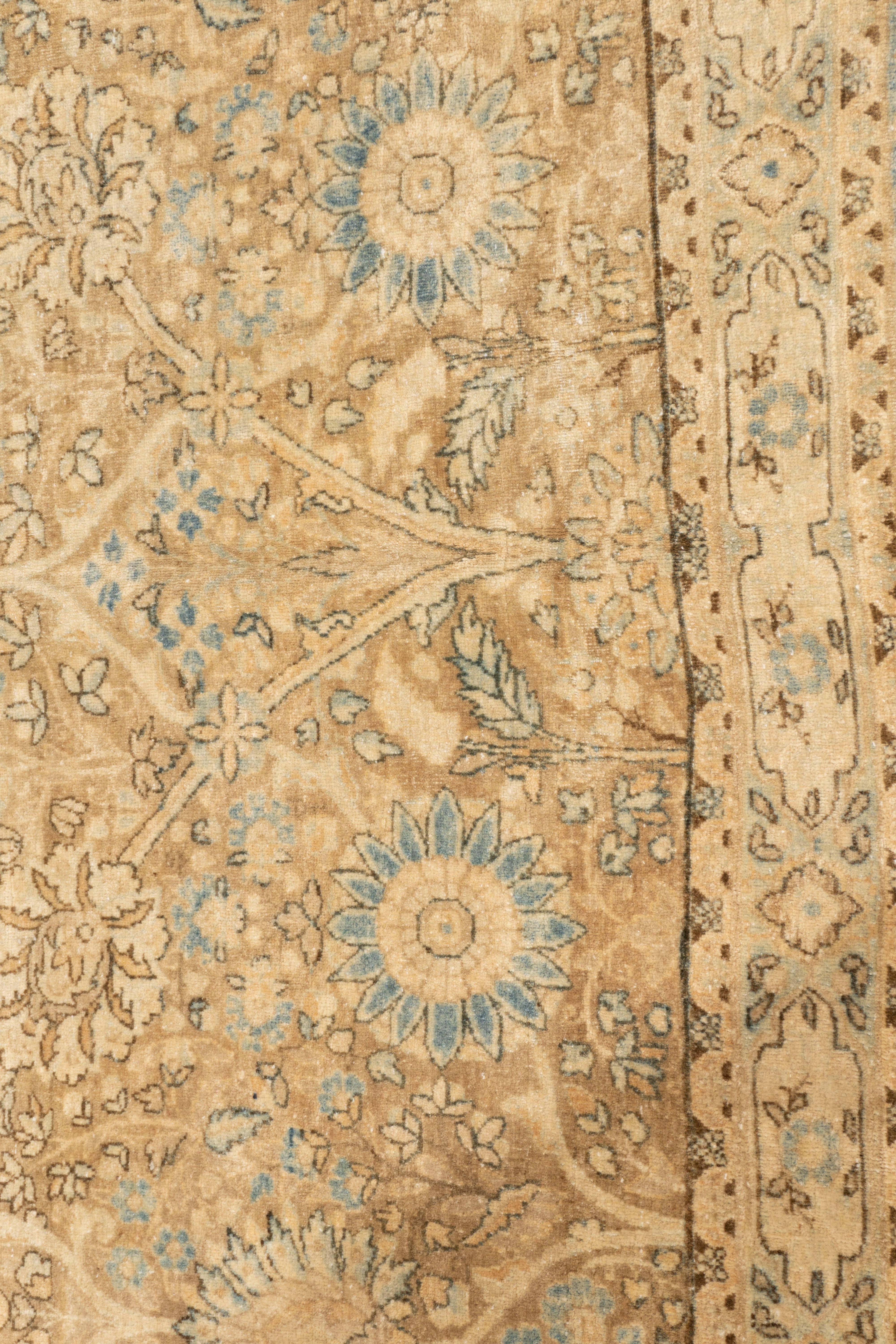 Antike CIRCA 1910 Taupe Kerman Wolle Wohnzimmer Teppich Hand geknotet 8'8 X 14'3 (20. Jahrhundert) im Angebot