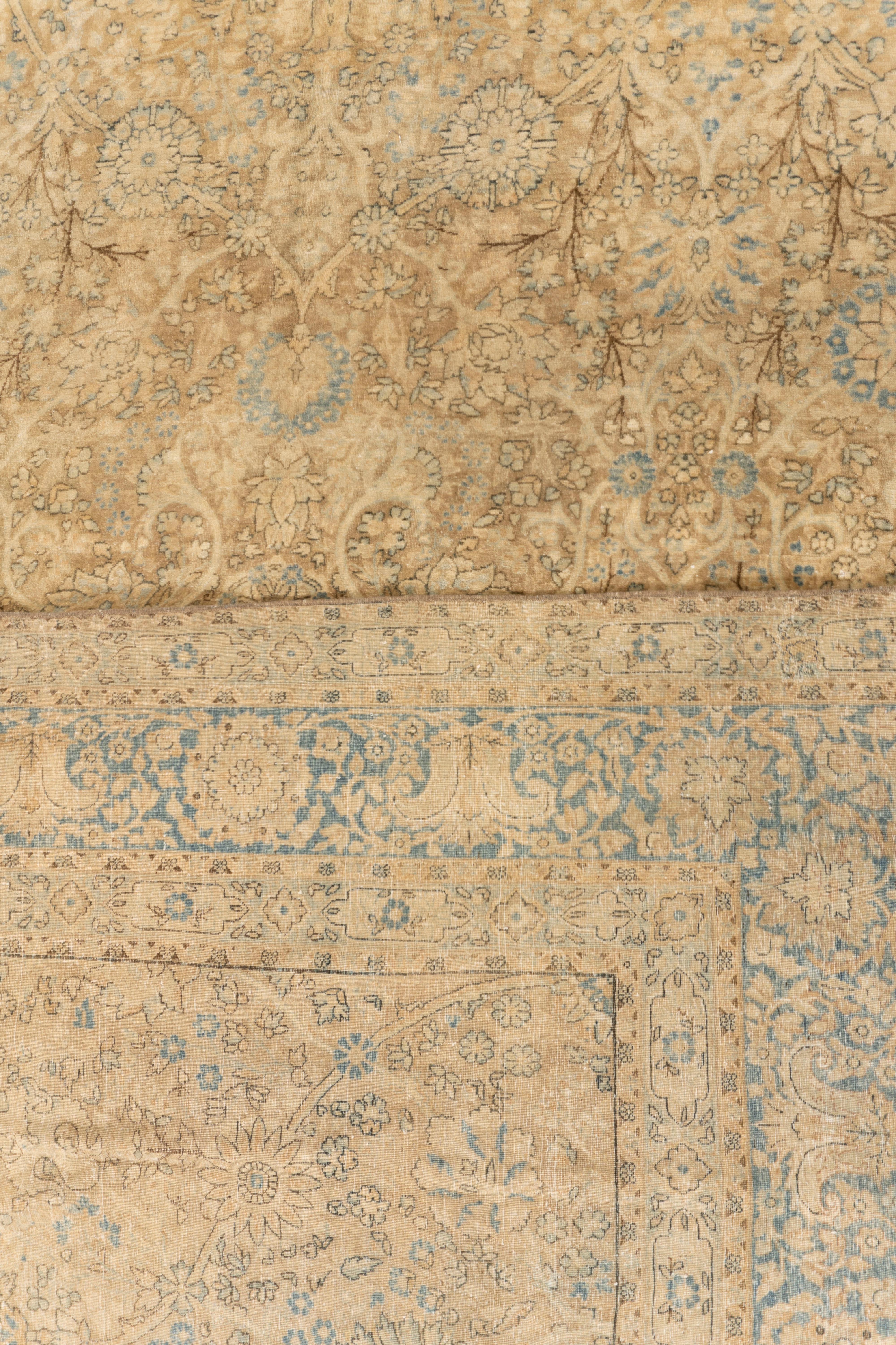 Antike CIRCA 1910 Taupe Kerman Wolle Wohnzimmer Teppich Hand geknotet 8'8 X 14'3 im Angebot 1