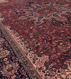 Antique Wool Fereghan Rug, Hand-Knotted, Persian, Iran, Circa 1910