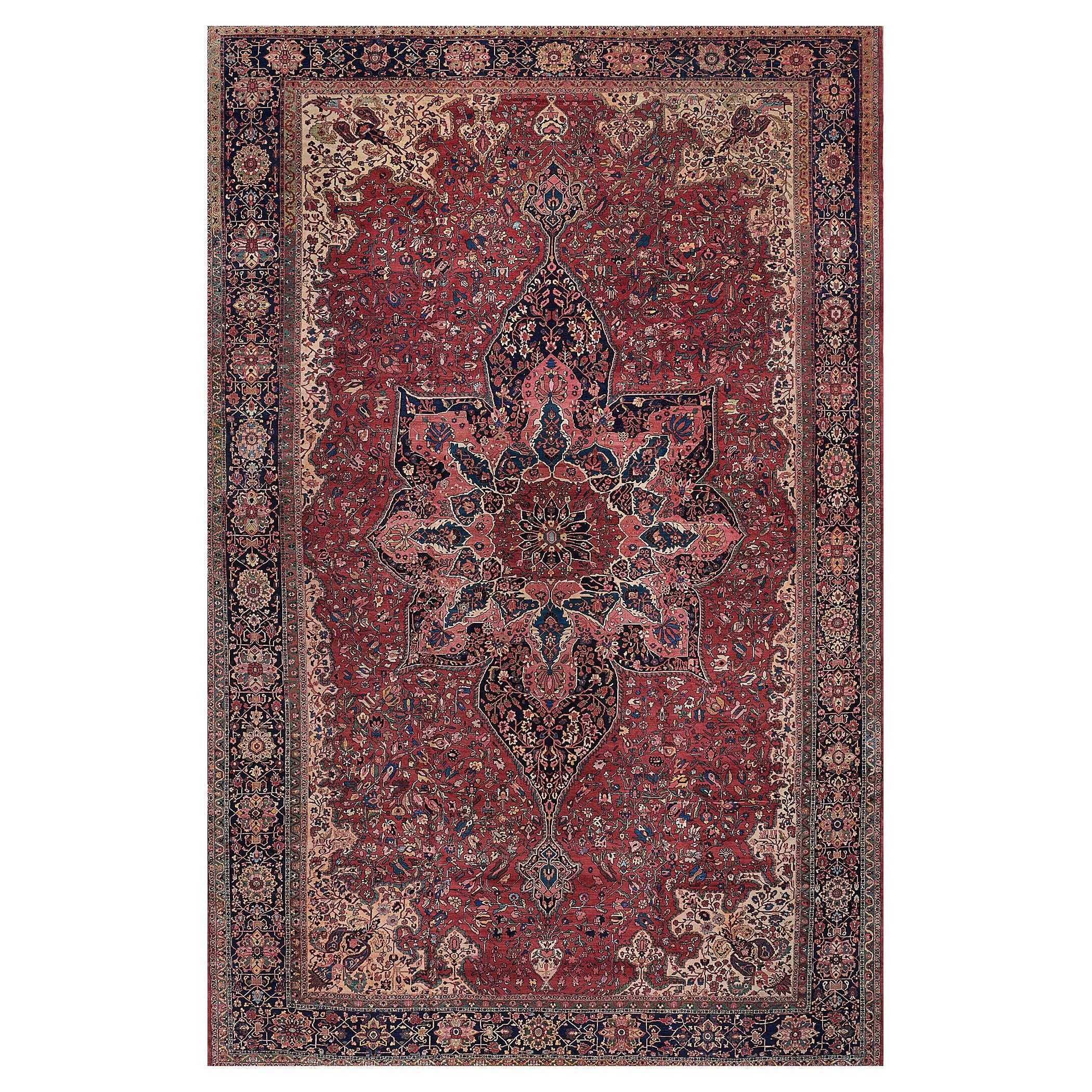 Antique circa 1910 Wool Fereghan Rug