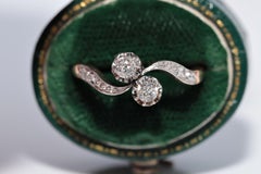 Antique Circa 1910s 18k Gold Art Nouveau Handcrafted Natural Diamond Ring