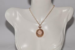 Antique Circa 1910s 18k Gold Pendant Pocket Watches Necklace