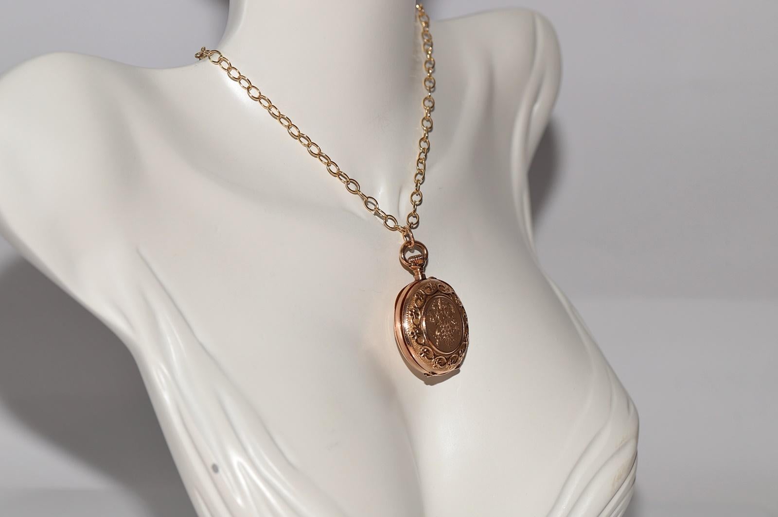 Antique Circa 1910s 18k Gold Pendant Pocket Watches Necklace In Good Condition For Sale In Fatih/İstanbul, 34