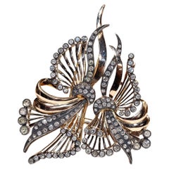 Antike Circa 1910er Jahre 18k Gold Platin Silber ArtNouveau natürlicher Diamant Brosche