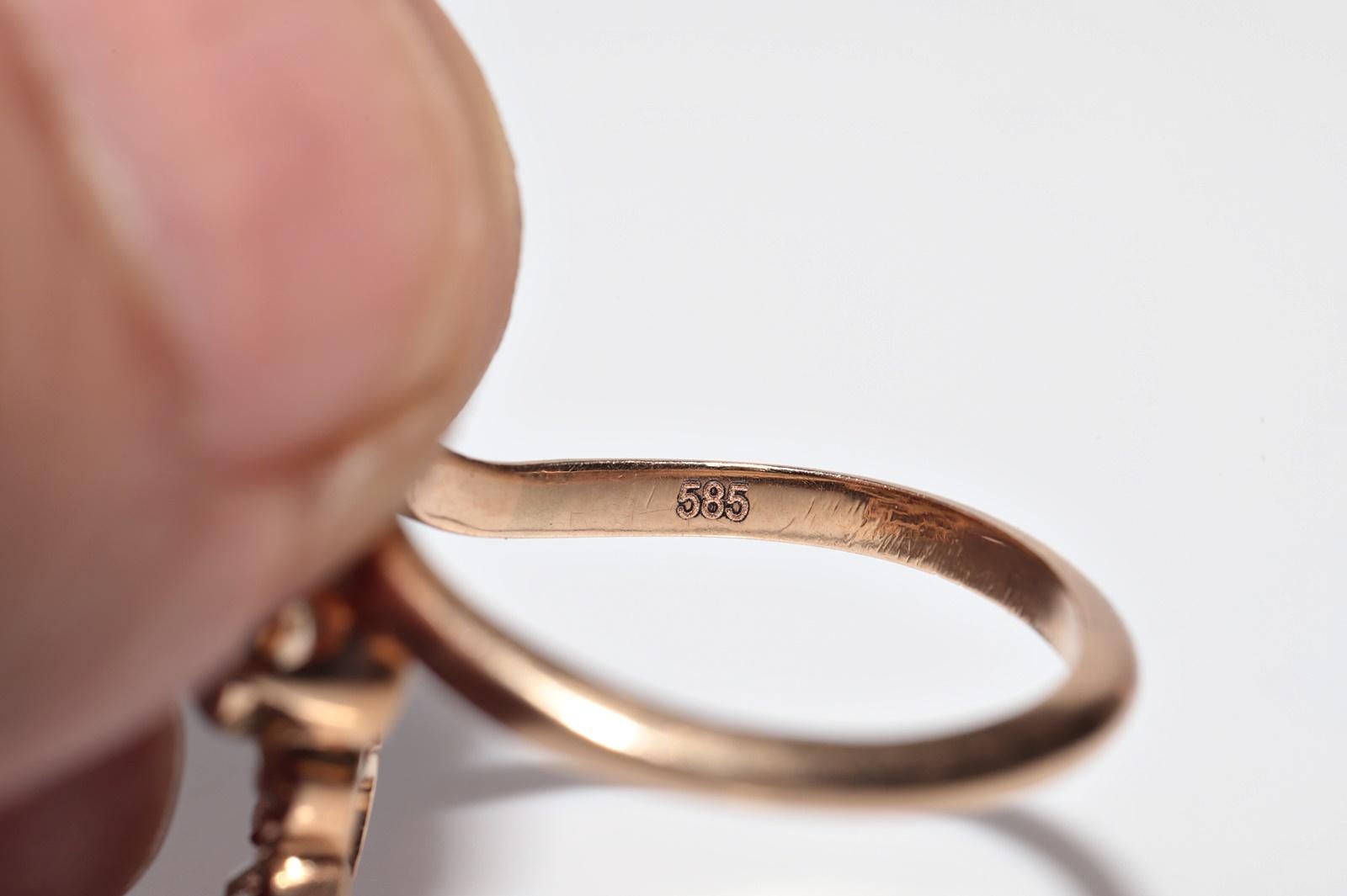 Antike CIRCA 1910er Jugendstil  14k Gold Natürlicher Diamant-Dekorierter Ring im Angebot 7