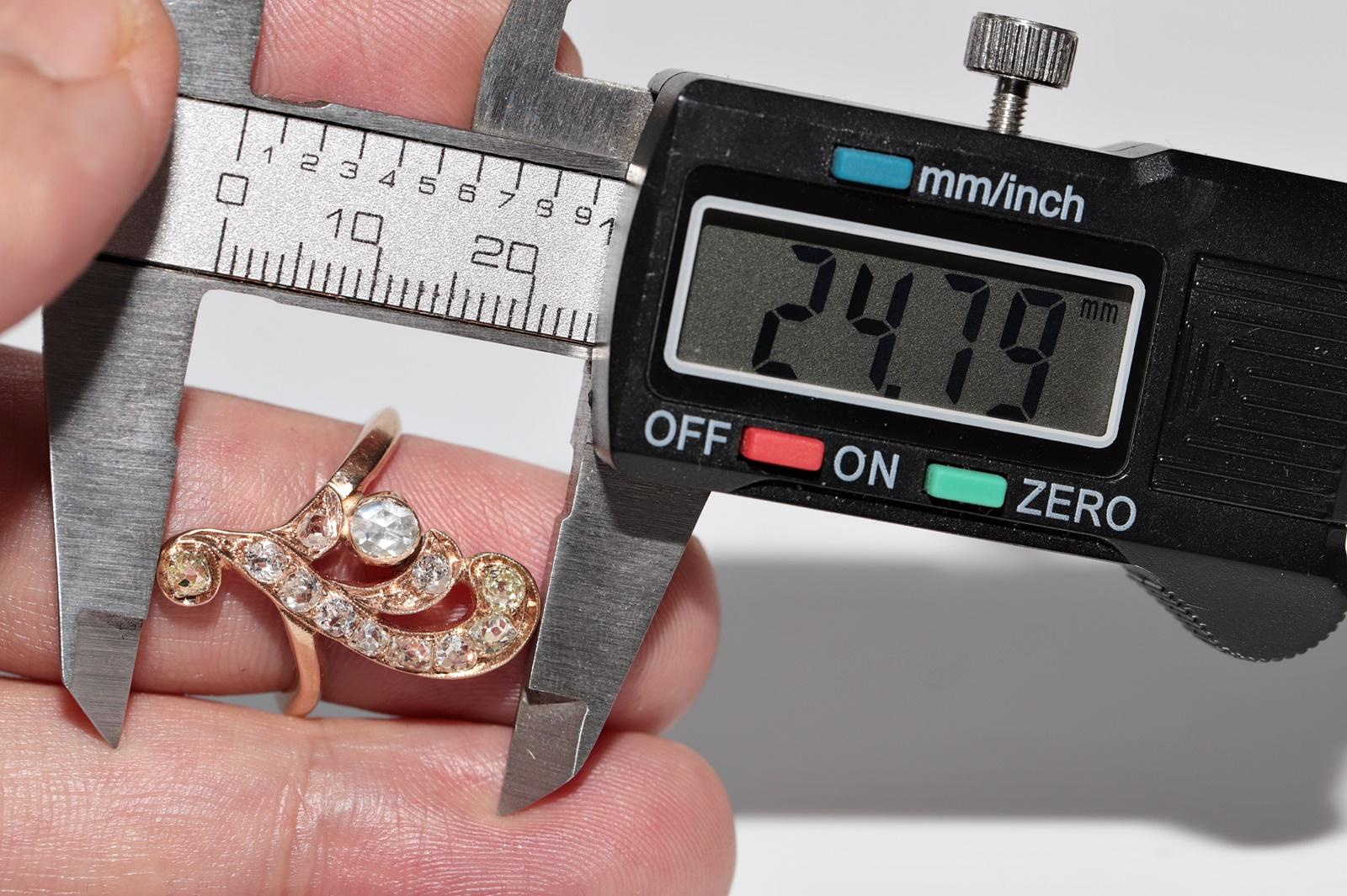 Antike CIRCA 1910er Jugendstil  14k Gold Natürlicher Diamant-Dekorierter Ring im Angebot 8