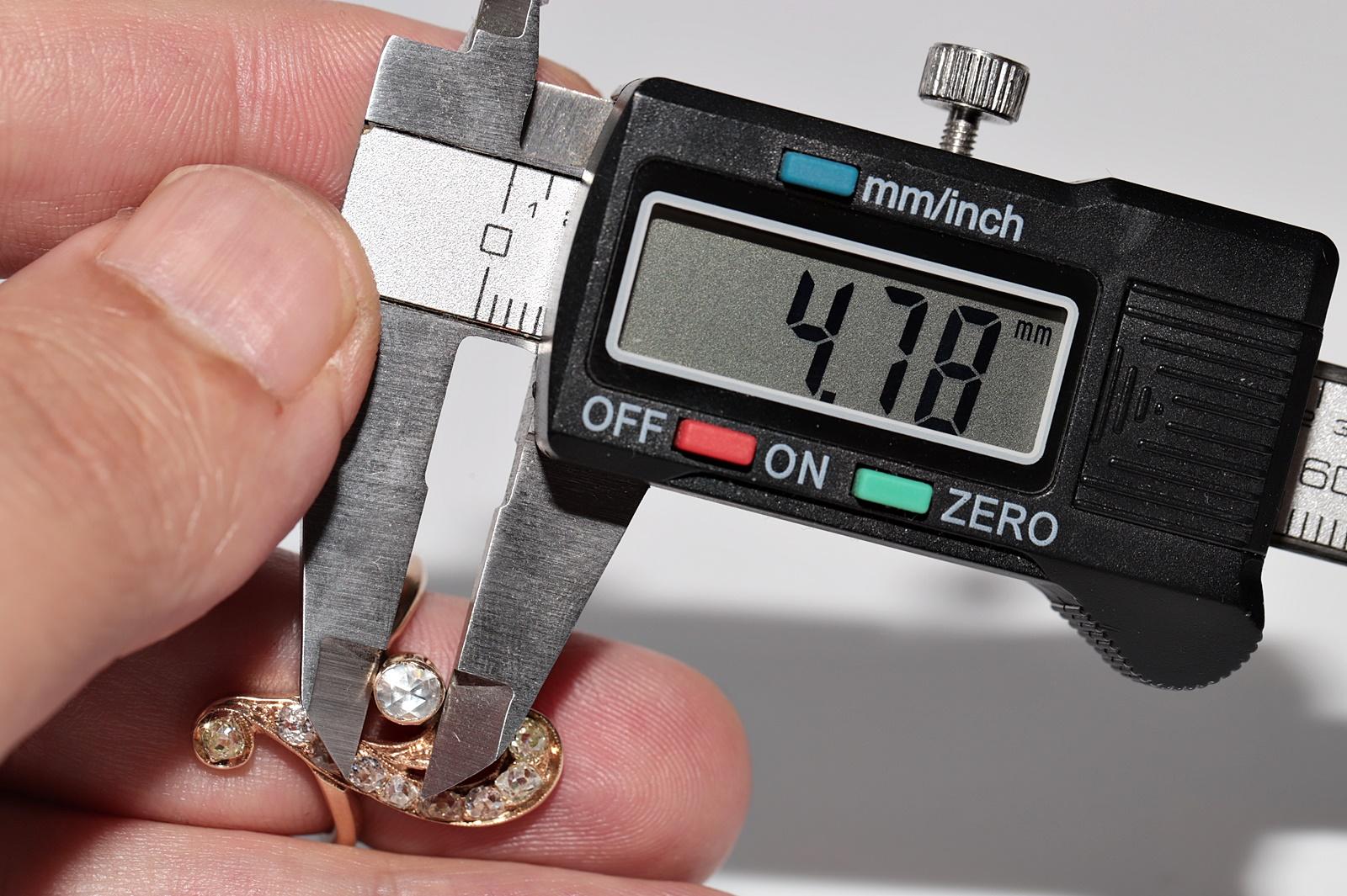 Antike CIRCA 1910er Jugendstil  14k Gold Natürlicher Diamant-Dekorierter Ring im Angebot 9