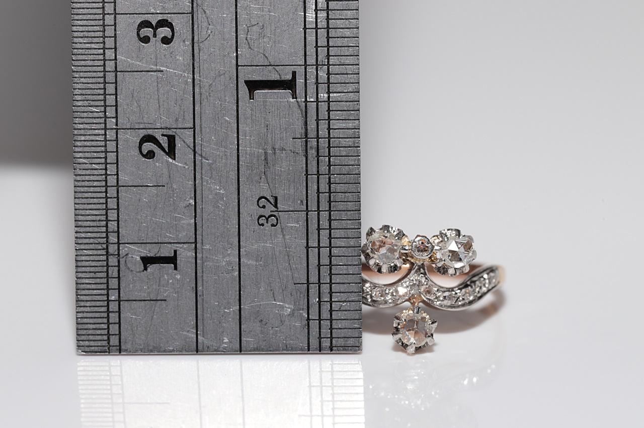 De las mujeres Anillo Antiguo Art Nouveau de Oro de 14 quilates con Diamantes Naturales talla Rosa, Circa 1910 en venta