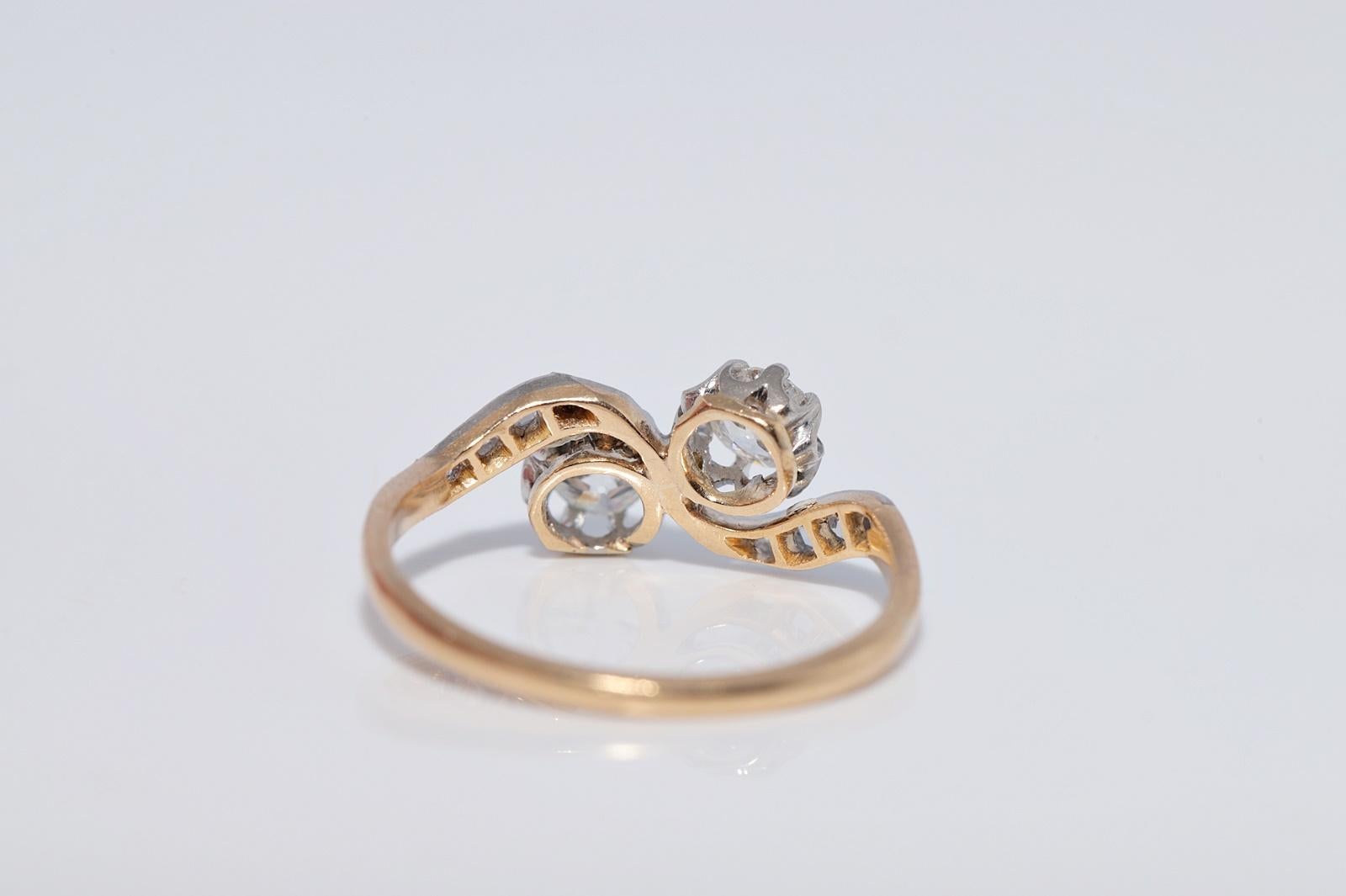 Anello decorato con diamanti naturali in oro 18k, antico, CIRCA 1910, Art Nouveau in vendita 7