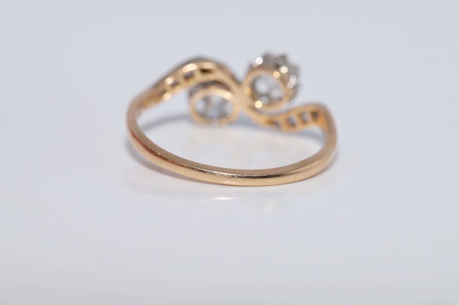 Anello decorato con diamanti naturali in oro 18k, antico, CIRCA 1910, Art Nouveau in vendita 8