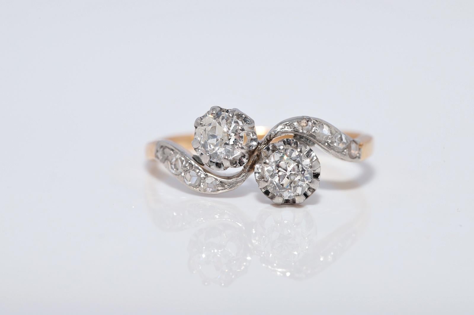 Anello decorato con diamanti naturali in oro 18k, antico, CIRCA 1910, Art Nouveau in vendita 3