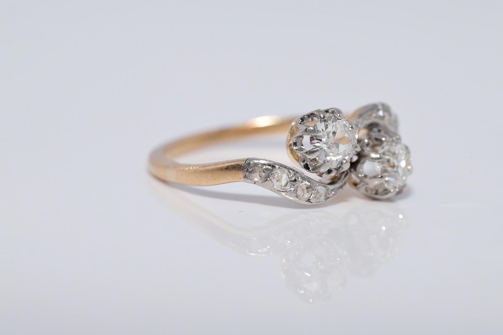 Anello decorato con diamanti naturali in oro 18k, antico, CIRCA 1910, Art Nouveau in vendita 4