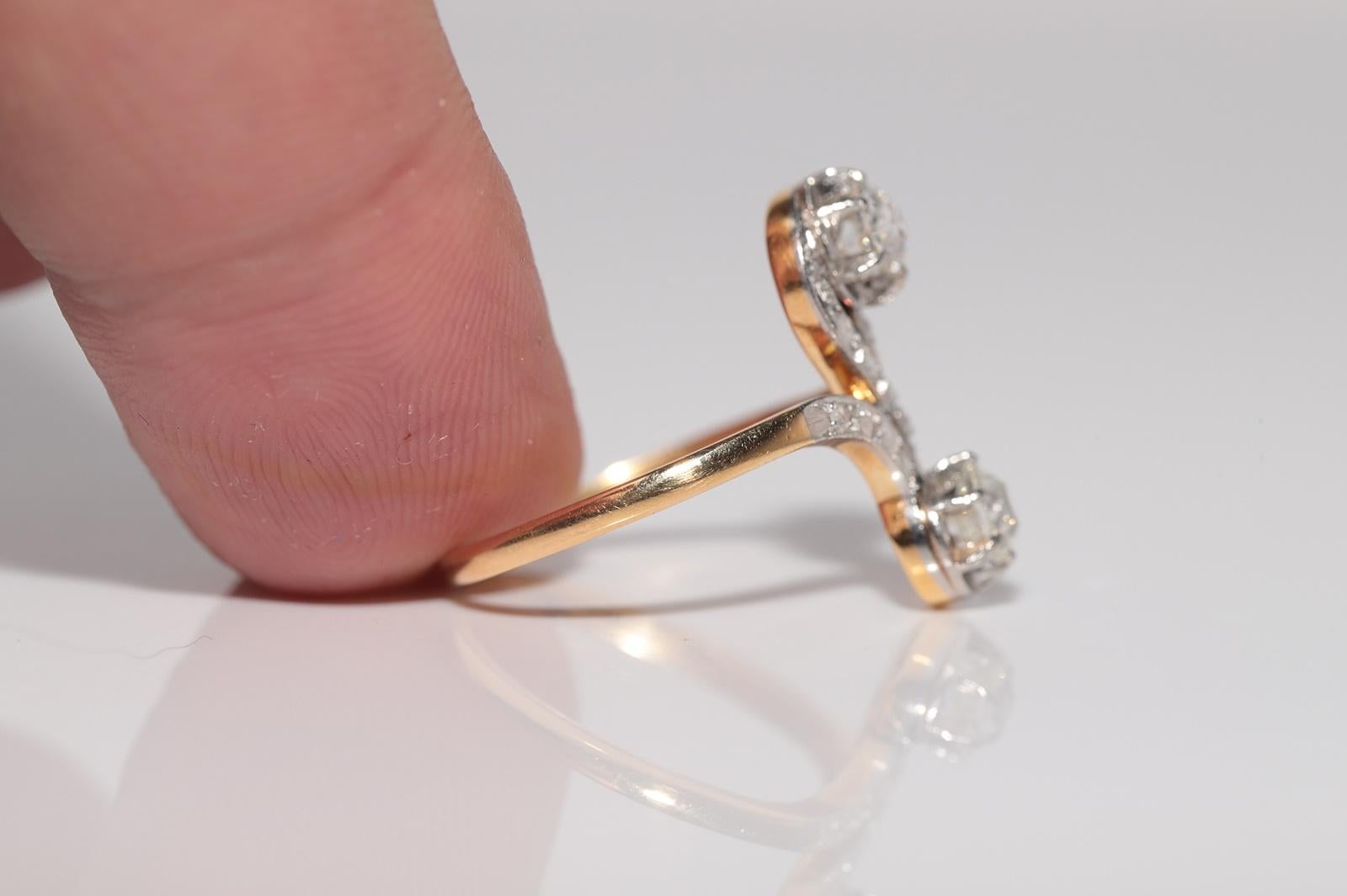 Anello con diamante naturale in oro 18 carati, antico CIRCA 1910, Art Nouveau, fatto a mano in vendita 9