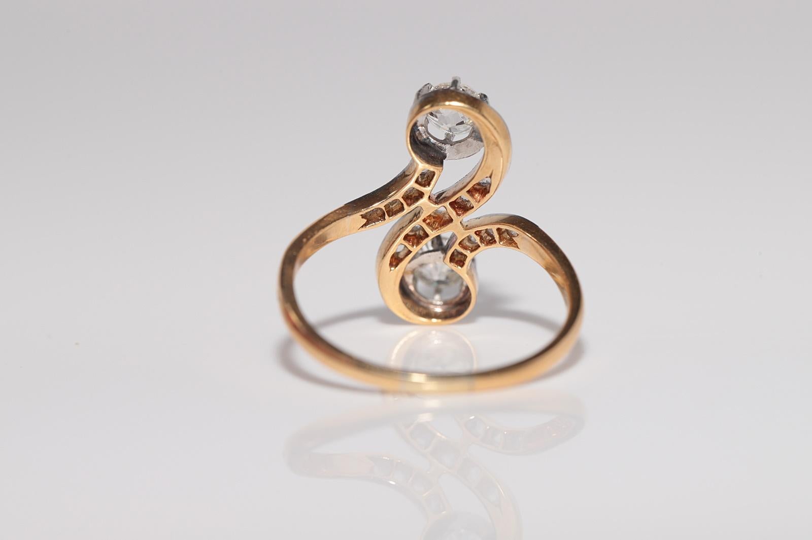 Antique Circa 1910s Art Nouveau Handcrafted 18k Gold Natural Diamond Ring For Sale 10