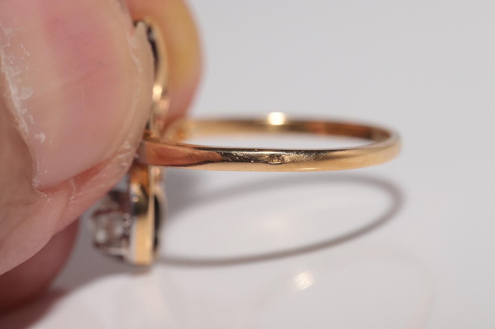 Antique Circa 1910s Art Nouveau Handcrafted 18k Gold Natural Diamond Ring For Sale 12