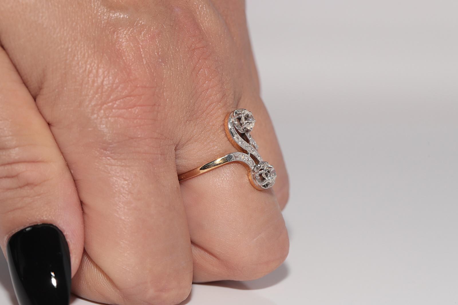 Donna Anello con diamante naturale in oro 18 carati, antico CIRCA 1910, Art Nouveau, fatto a mano in vendita