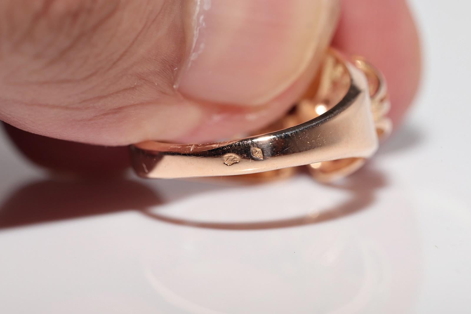 Anello con diamante naturale in oro 18 carati, antico, del 1910 circa, realizzato a mano in stile Art Nouveau in vendita 5