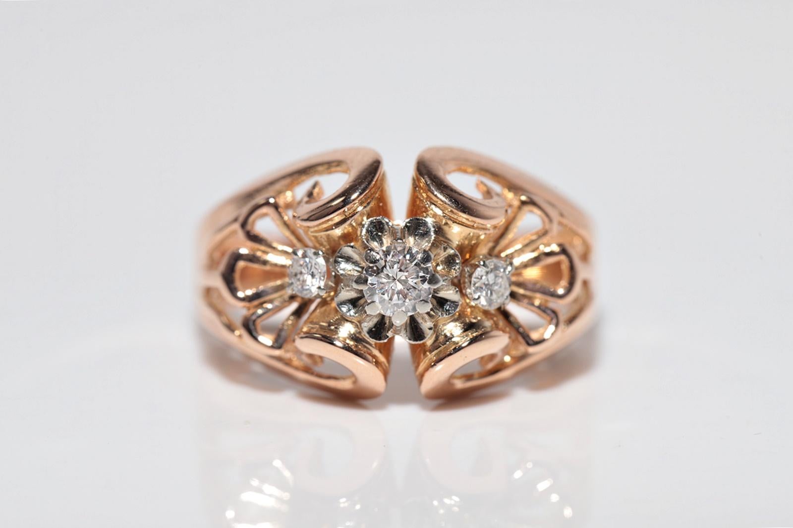 Antique Circa 1910s Handcrafted Art Nouveau 18k Gold Natural Diamond Ring In Good Condition For Sale In Fatih/İstanbul, 34