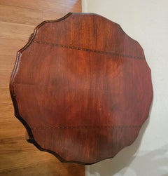 Antique, circa 1915-s Scalloped Edge Solid Wood Side Table