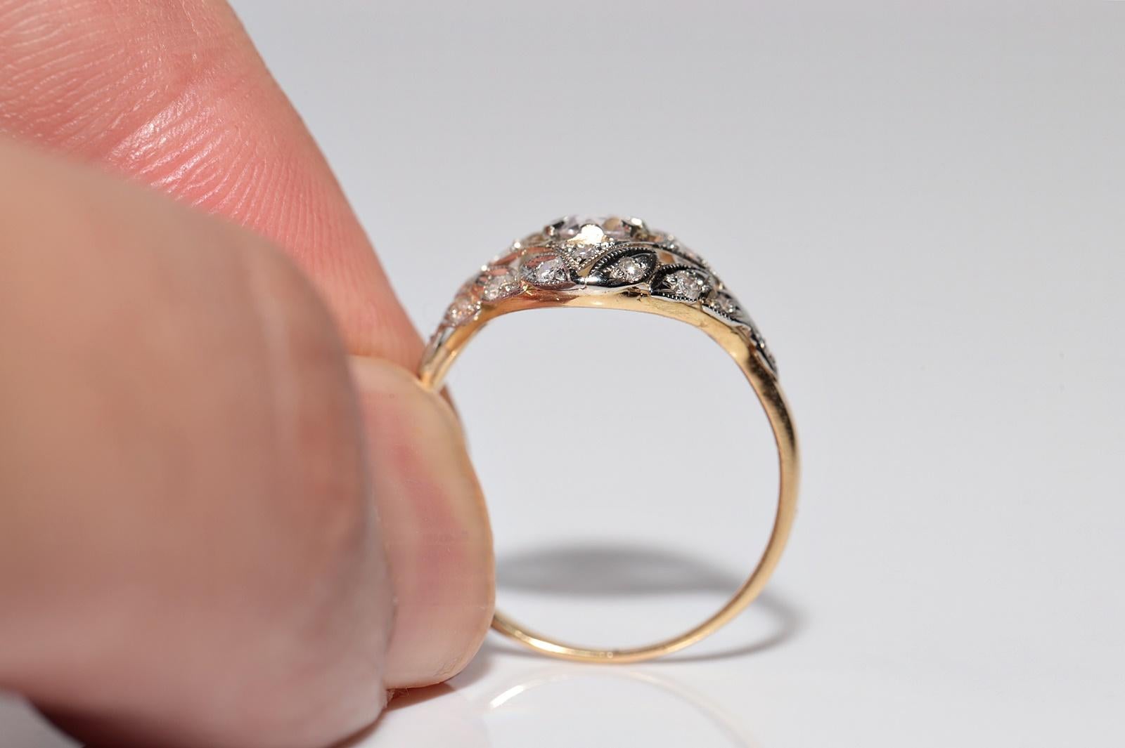 Antique Circa 1915s Art Deco Handcrafted 18k Gold Natural Diamond Ring For Sale 6