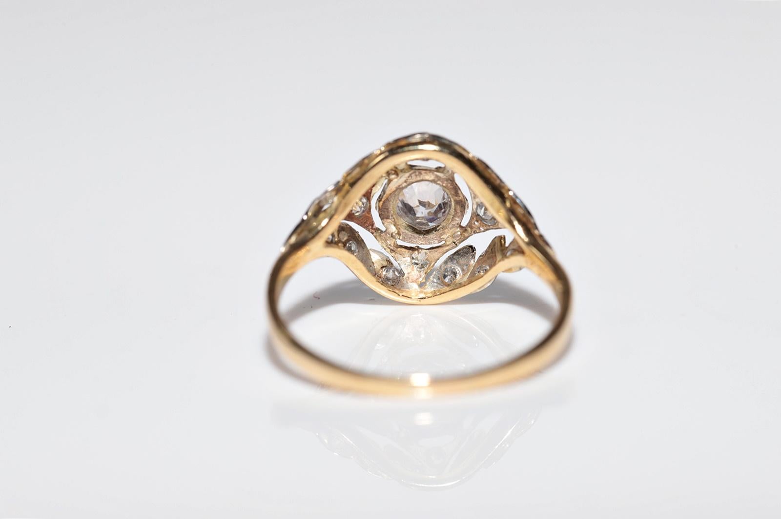 Antique Circa 1915s Art Deco Handcrafted 18k Gold Natural Diamond Ring For Sale 7