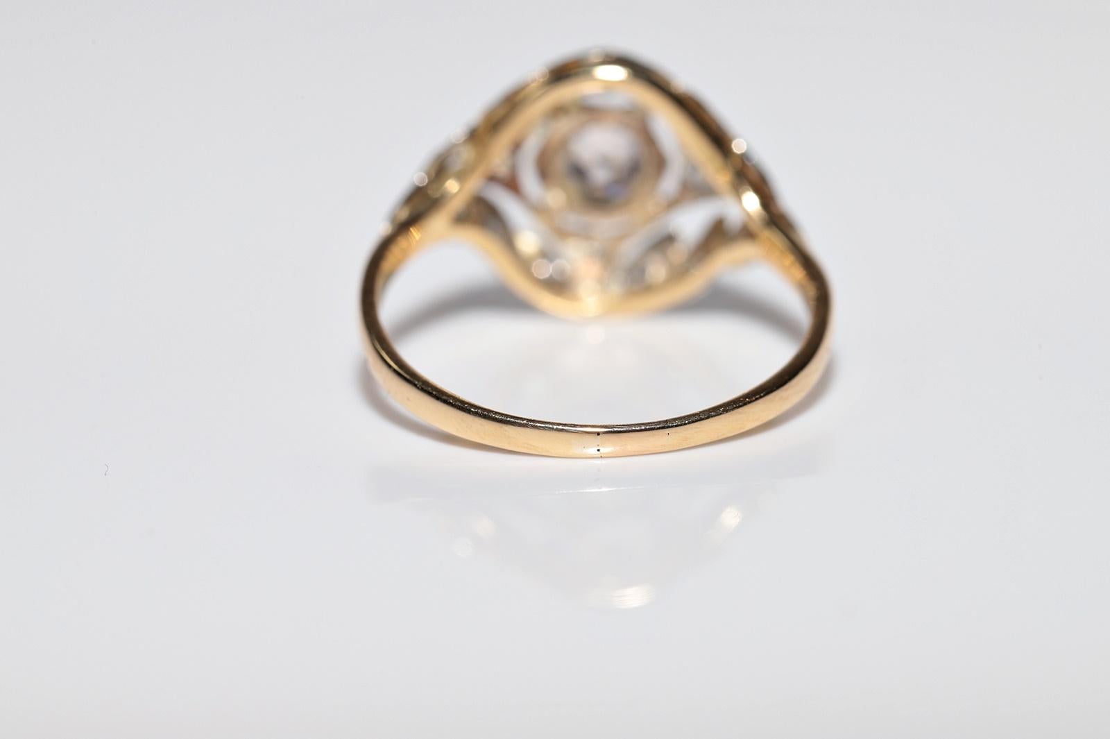 Antique Circa 1915s Art Deco Handcrafted 18k Gold Natural Diamond Ring For Sale 8