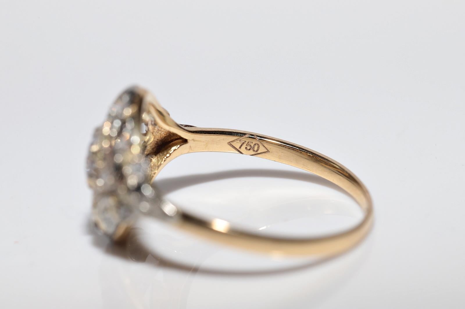 Antique Circa 1915s Art Deco Handcrafted 18k Gold Natural Diamond Ring For Sale 9