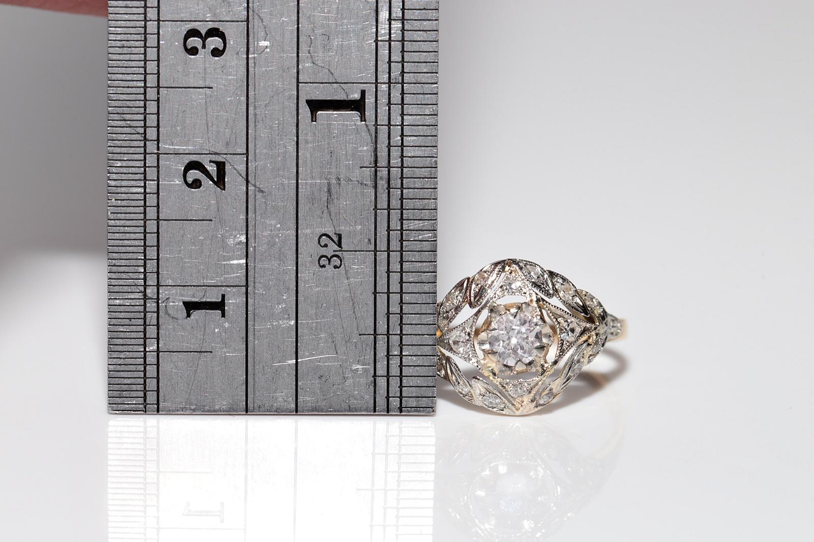 Antique Circa 1915s Art Deco Handcrafted 18k Gold Natural Diamond Ring For Sale 10