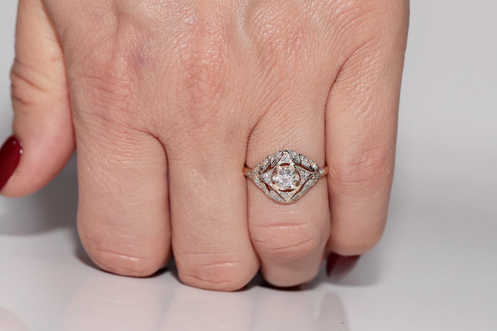 Old Mine Cut Antique Circa 1915s Art Deco Handcrafted 18k Gold Natural Diamond Ring For Sale