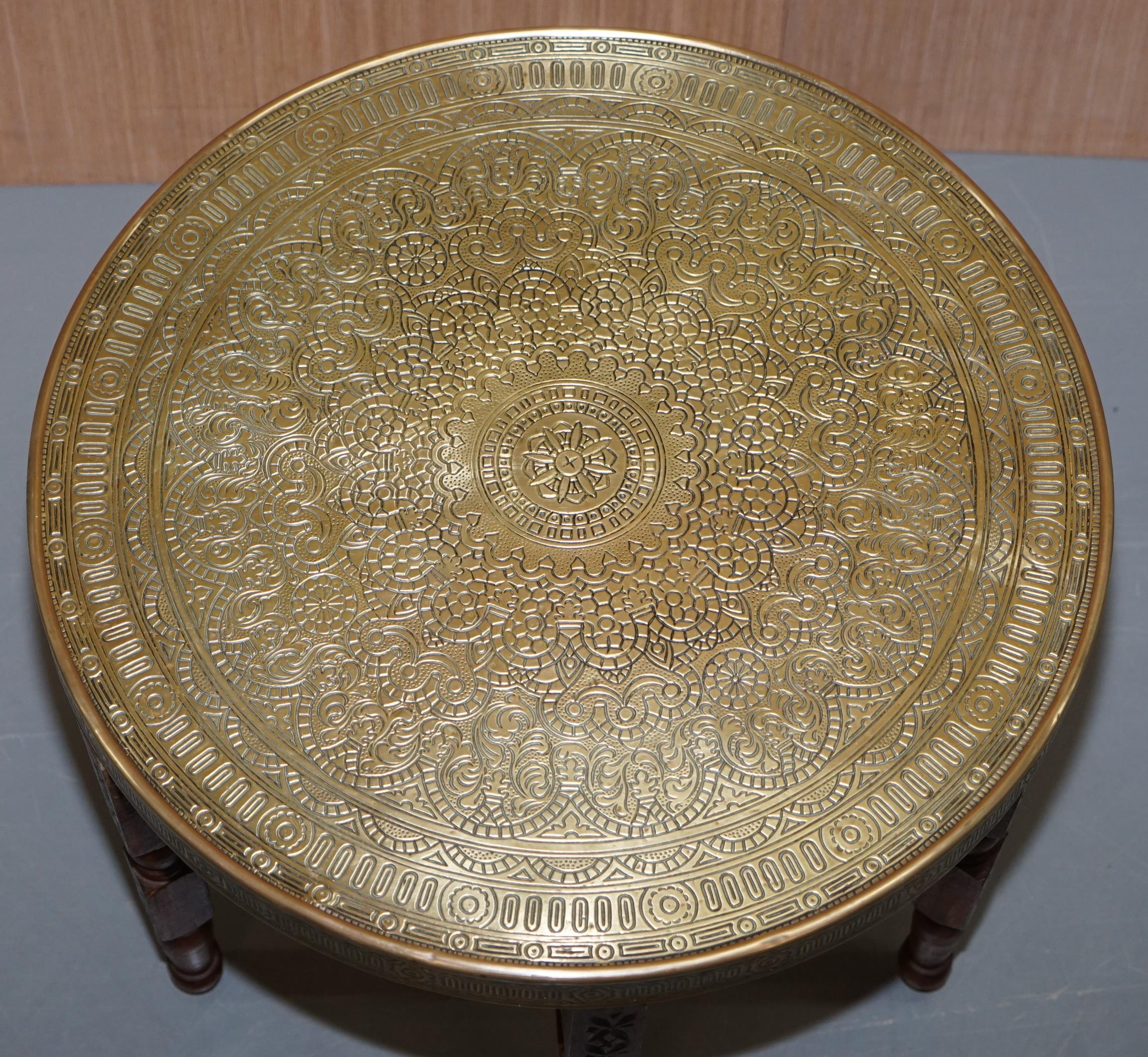 Hand-Crafted Antique circa 1920-1940 Persian Moroccan Brass Topped Folding Occasional Table