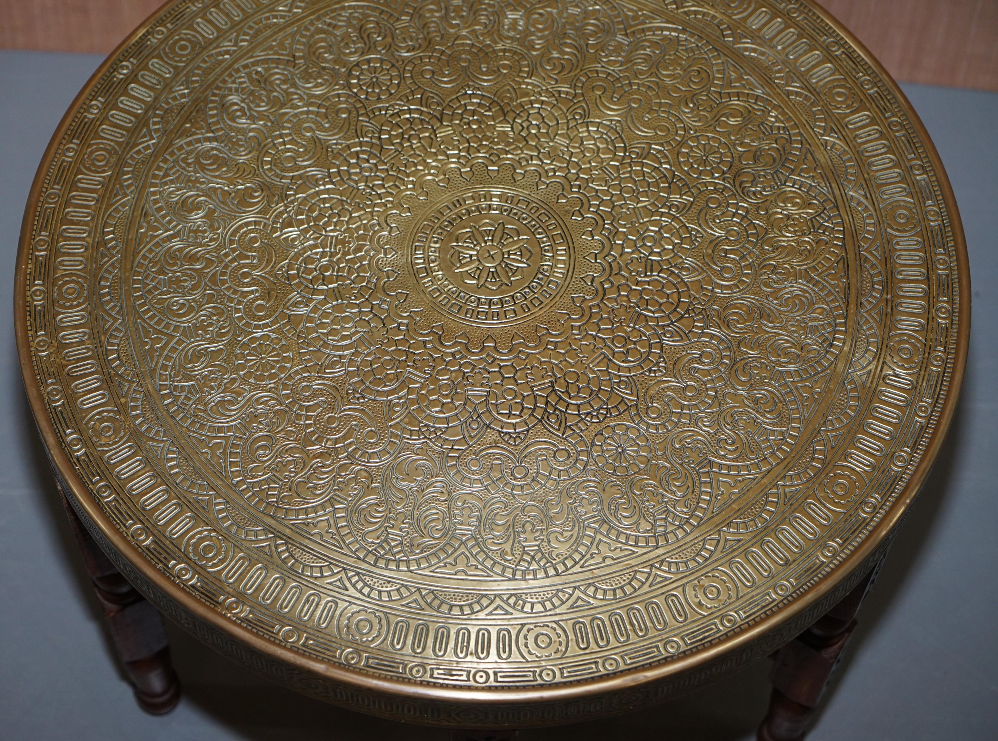 Early 20th Century Antique circa 1920-1940 Persian Moroccan Brass Topped Folding Occasional Table