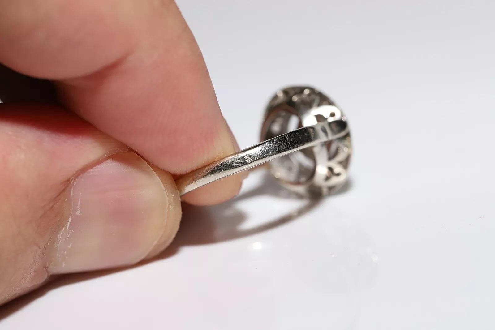 Antiguo anillo decorado con diamantes naturales de oro de 18 quilates Art Decó de 1920 en venta 6