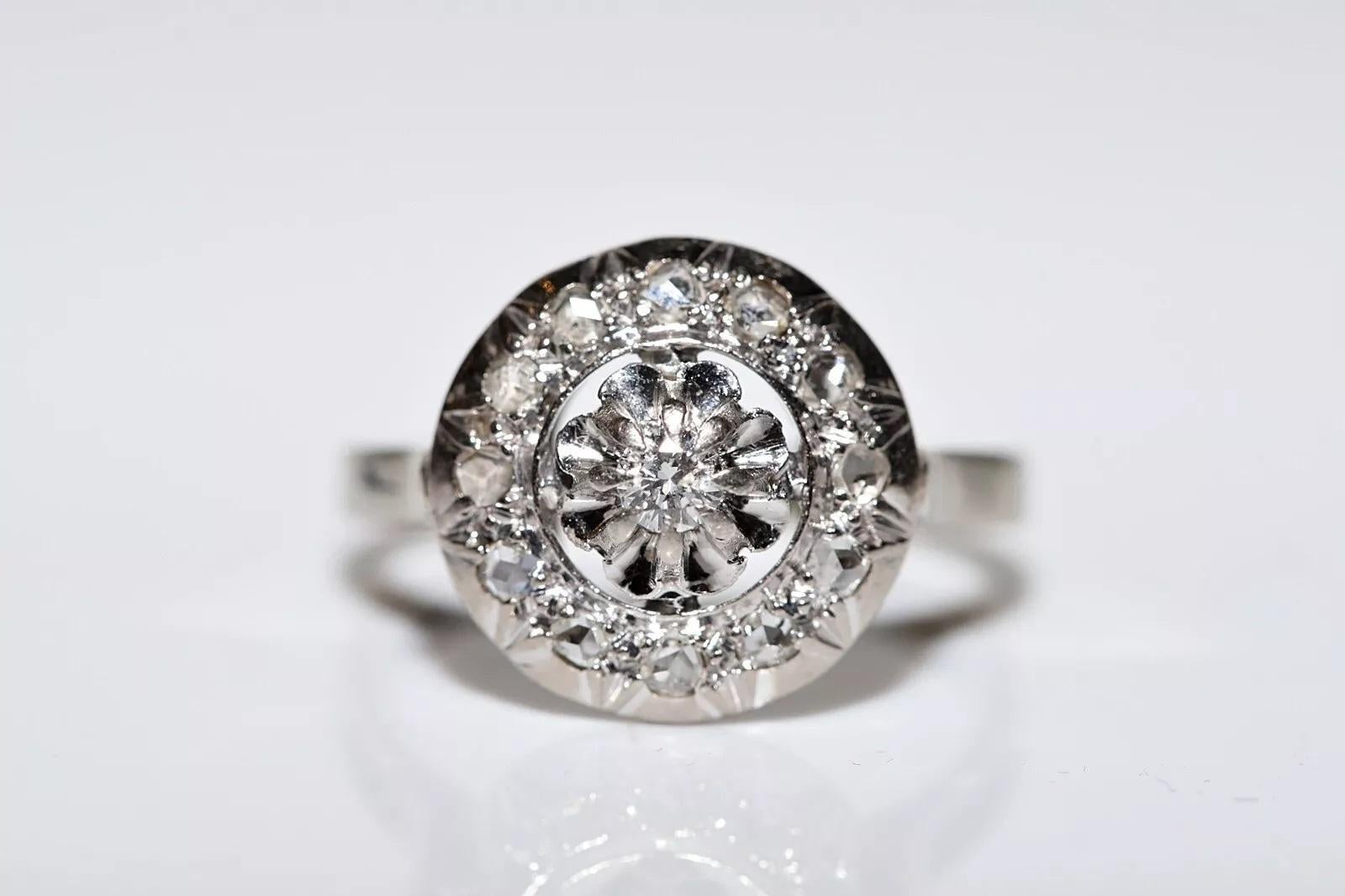 Bague Art déco ancienne datant d'environ 1920 en or 18 carats décorée de diamants naturels Bon état - En vente à Fatih/İstanbul, 34