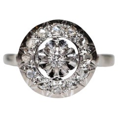 Anello antico CIRCA 1920 Art Deco in oro 18k con diamante naturale decorato