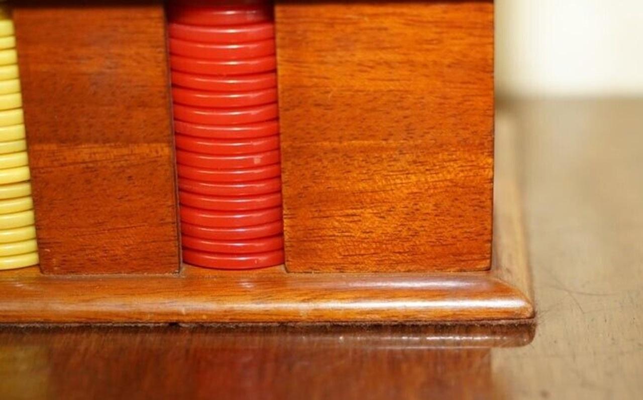 Anglais Ensemble ancien CASION CHIP POKER set ART DECO CIRCA 1920 AVEC CASE BAKELITE HANDLE CASE en vente