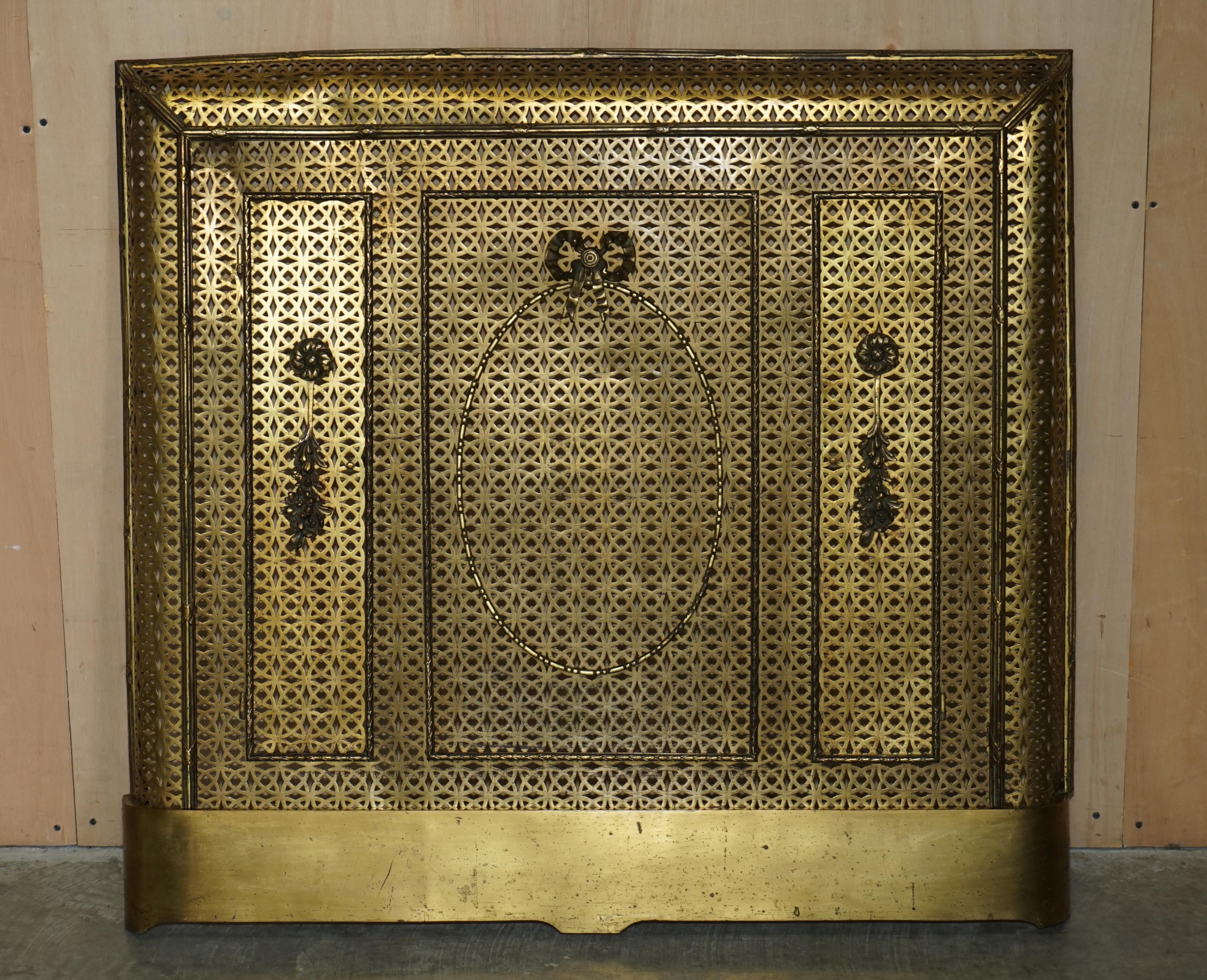 We are is delighted to offer for sale this very rare and desirable, circa 1920 French Art Deco Pierced sheet radiator cover with ornate detailing and twin doors 

I have never seen another of this quality before, it could be used for pure