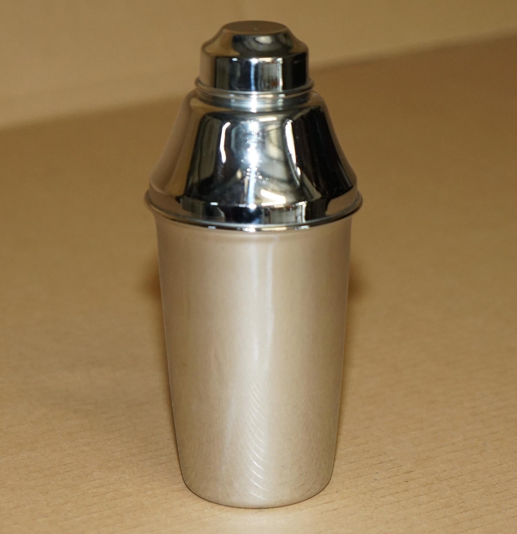 Art Deco ANTIQUE CIRCA 1920 ART DECO MADE IN ITALY STAMPED SiLVER PLATED COCKTAIL SHAKER For Sale