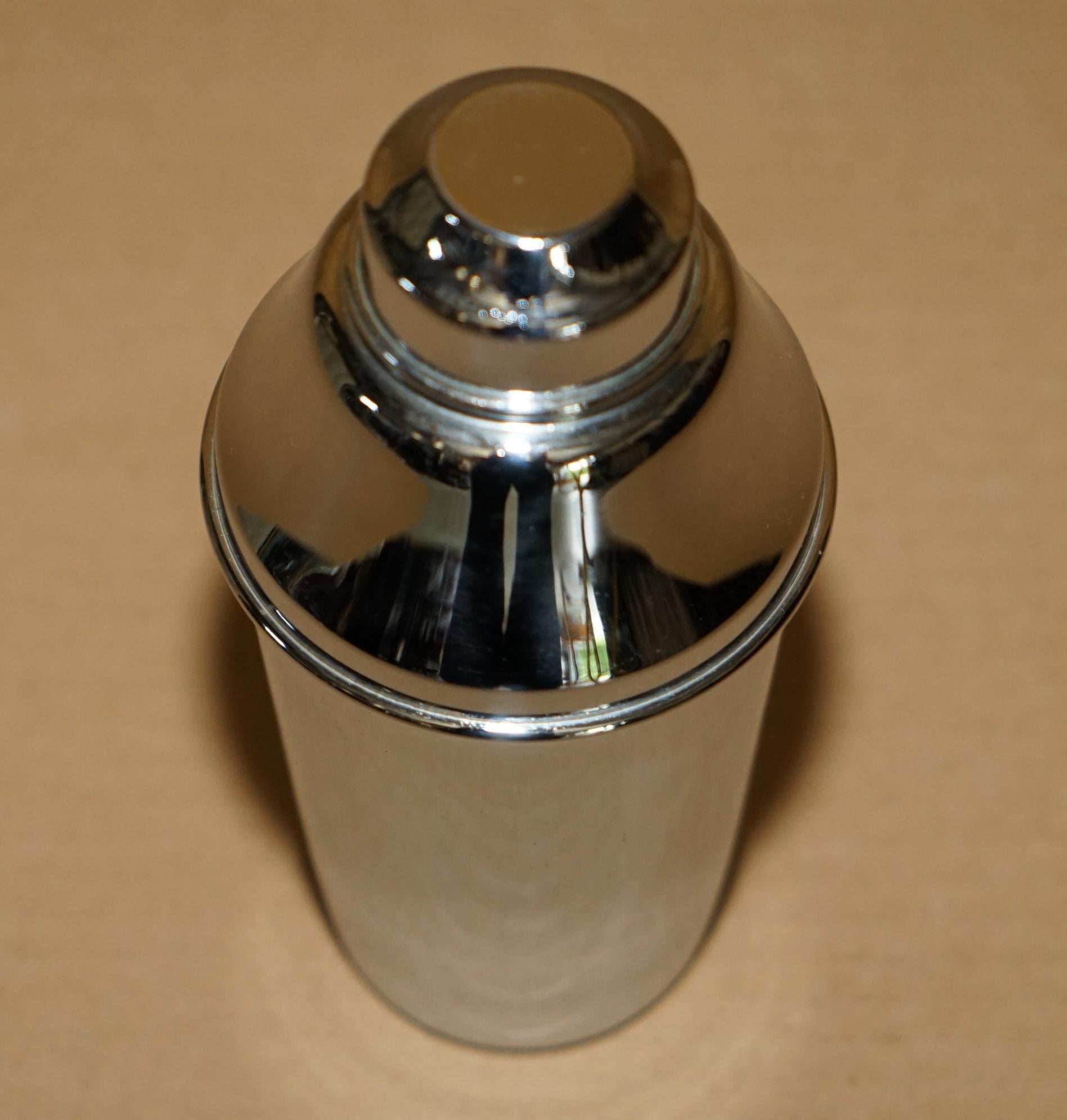 Italian ANTIQUE CIRCA 1920 ART DECO MADE IN ITALY STAMPED SiLVER PLATED COCKTAIL SHAKER For Sale