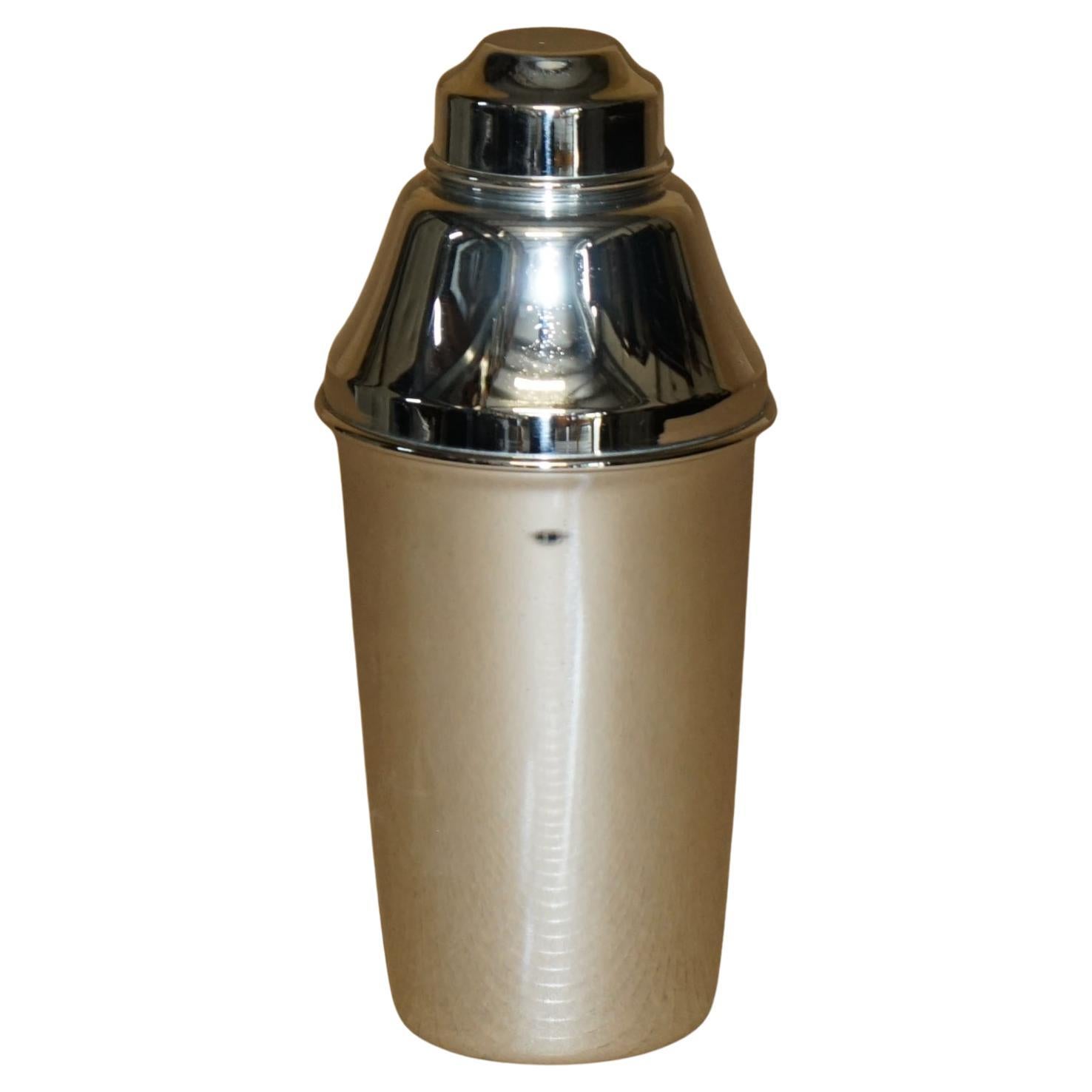 ANTIQUE CIRCA 1920 ART DECO MADE IN ITALY STAMPED SiLVER PLATED COCKTAIL SHAKER For Sale