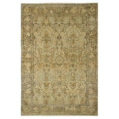 Antique Circa 1920 Beige Kirman Rug Carpet, 5' x 8'9