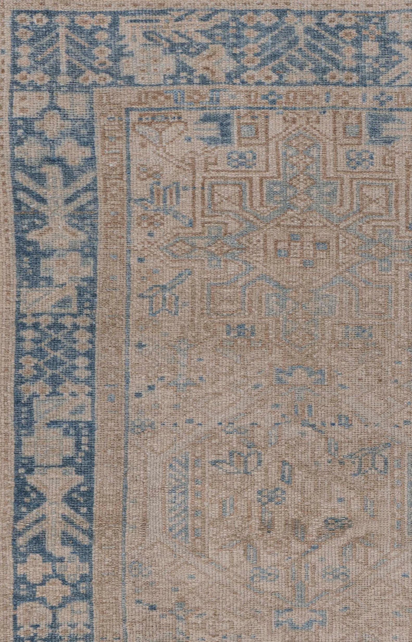 Antiker persischer Heriz-Teppich in Beige, handgeknüpft, um 1920, 3'1 X 4'6 im Zustand „Gut“ im Angebot in New York, NY